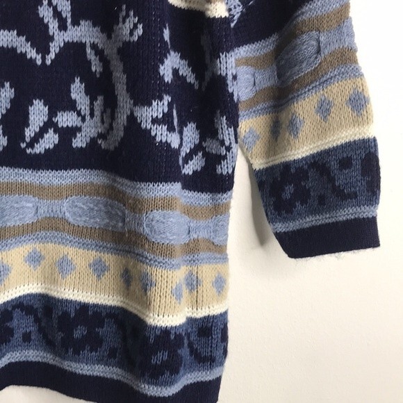 ladies 3D knit fair isle coogi style printed pullover sweater ladies large - Picture 11 of 12